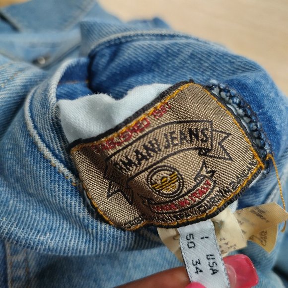Vintage Armani Jeans Denim Jacket Reversible Mens 34 Blue Made in Italy - small - Picture 3 of 16